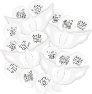 lot 7015 image: 24pc White Funeral Memorial Balloons with 4 Dove Balloons for Remembrance