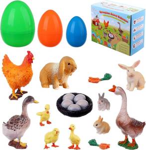 lot 7037 image: 12 PCS Small Animal Figures Set for Easter - Bunny, Chick, Ducks & Goose Toys