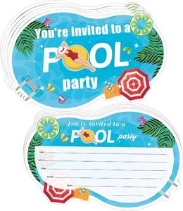lot 7059 image: wootile Pool Party Invitations with Envelopes - Summer Birthday Invites