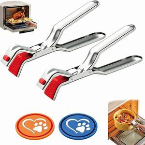 lot 7060 image: Stainless Steel Hot Plate Grippers 2pc Silicone Mats   Anti-Scald Clips