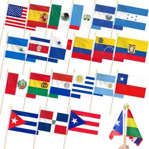 lot 7091 image: Pack of 21 Hispanic Heritage Month Flags 5x8 on Wooden Sticks
