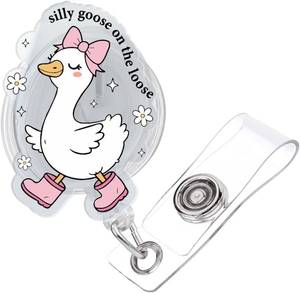 lot 7119 image: Silly Goose On The Loose Badge Reel, Retractable ID Holder with Clip