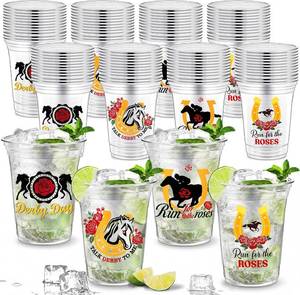 lot 7135 image: Rtteri 100 Pcs Derby Disposable Plastic Cups 16 oz, Clear