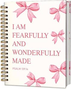 lot 7158 image: Bible Journal for Girls I Am Fearfully and Wonderfully Made, Pink Bow 5.5x8.3