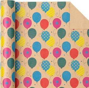 lot 7165 image: WRAPAHOLIC Kraft Wrapping Paper Roll - Striped Brown - 17x16in, 23 Sq Ft