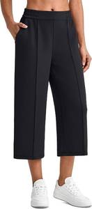 lot 7201 image: G4Free Smoofit Capri Pants for Women Wide-Leg Yoga High-Waist with Pockets XS