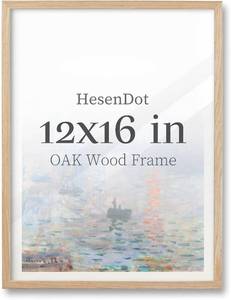 lot 7254 image: 12x16 Oak Wood Picture Frame with Acrylic Glass and MDF Backboard, Beige
