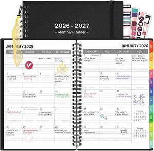 lot 7258 image: 3 Pack Monthly Planner 2026-2027, 18-Month Agenda, Tabs, Holidays, 120GSM Paper