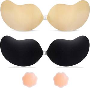 lot 7273 image: Invisible Strapless Sticky Bra Adhesive Silicone Push-Up Backless 2-pack C-Cup