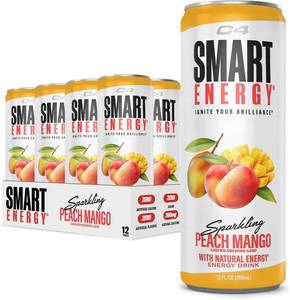 lot 7276 image: Cellucor C4 Smart Energy Drink - Zero Sugar, 200mg Caffeine, Peach Mango