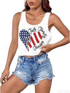 lot 7295 image: T&Twenties American Flag Tank Top - 4th of July Stars & Stripes Racerback XL
