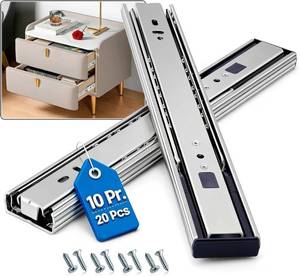 lot 10514 image: Soft-Close Drawer Slides, Extension, Side Mount, 100lb, 22in, Silver, 10prs