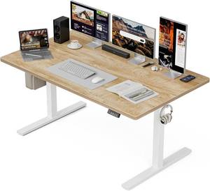 lot 10522 image: Grandder 55x32 Extra-Deep Electric Standing Desk, 176 lb Capacity, Oak