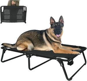 lot 10523 image: Elevated Cooling Dog Cot Bed with Breathable Mesh, Foldable, IndoorOutdoor