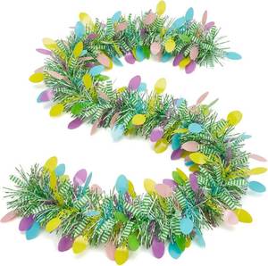 lot 10559 image: Easter Garland 50FT, Tinsel with Egg Ornaments, Spring Decor, PET