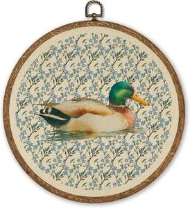 lot 10627 image: WMSYUO Farmhouse Mallard Wall Art Decor, 10-Inch Round Rustic Wall Hanging
