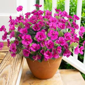 lot 10635 image: Fake Hibiscus Flowers for Outdoors, 6 Bundles, UV Resistant, Fuchsia