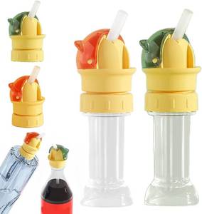 lot 10652 image: Anti-Spill Bottle Straw Lid, Reusable Cap Adapter, Snap-On Spout
