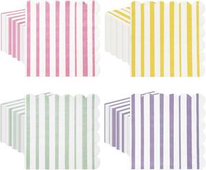 lot 10666 image:  Box Full  48pcs Striped Pastel Napkins - 6.5x6.5in Easter Paper Napkins