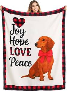 lot 10688 image: Dachshund Throw Blanket - Soft Fleece Plush, 50x60, Cozy Winter