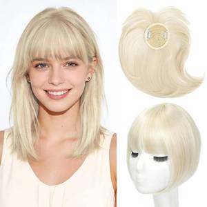 lot 10774 image: Hair Toppers with Clip-in Bangs, 10-Inch, 360  3D Cover (Bleach blonde)
