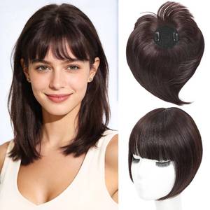 lot 10775 image: Hair Toppers for Women with Clip-in Bangs, 10-Inch Straight Bangs, 360  3D