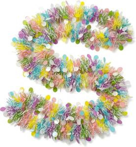 lot 10780 image: Easter Garland 50FT, Pastel Tinsel with Egg Ornaments, IndoorOutdoor