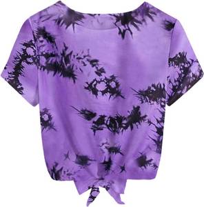 lot 10784 image: Kilymosy Girls Short Long Sleeve Shirt Casual Front Knot Tee Blouse size 14