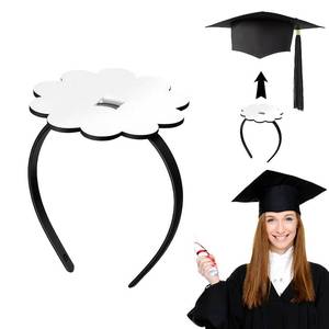 lot 10818 image: QDTK Graduation Cap Headband, Anti-fall Adjustable Black Flower Hair Hoop 12 pac