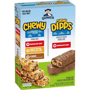 lot 10868 image: Quaker Chewy Granola Bars Pack (Chewy & Dipps, 58 Bars), Whole Grains