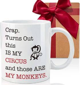 lot 10869 image: Crap Turns Out This Is My Circus And These Are My Monkeys Mug Gift for Wife