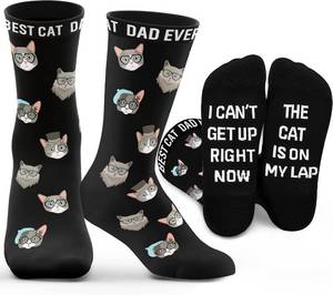 lot 10896 image: ZAGKOO Cat Dad Dog Dad Socks for Men & Women  Fathers Day Gift