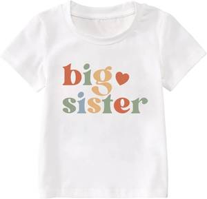 lot 10899 image: Big Sister Shirt for Toddler - Girls Big Sister Tshirt 2T White