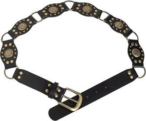 lot 10912 image: Western Belts for Women Concho Rivet Boho Vintage Cowgirl Belt, Black
