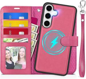 lot 10916 image: TUCCH 2-in-1 Case Wallet for Galaxy S25 (6.2) 2025, Pink  4 Card Slots