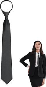 lot 10925 image: Black Pre-tied Ties, Solid Color Polyester Zipper Neckties, Unisex