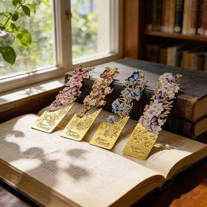 lot 10946 image: 4 Pack Butterfly Flower Bookmarks - Hollow Metal Markers, Colors