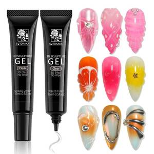 lot 10949 image: SUTOKAKA 3D Gel Nail Art, 2Pcs 15g Clear No-Wipe Sculpting Gel for 3D Nails