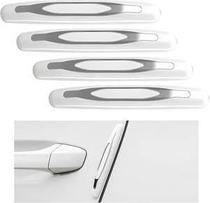 lot 10951 image: 4 Pcs Car Door Edge Guards - Self-Adhesive Anti-Collision Protector (White)