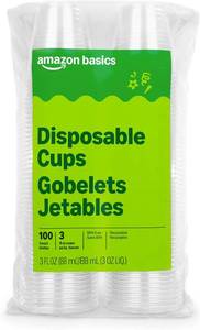 lot 10954 image: Amazon Basics Mini Disposable Clear Plastic Cups, 3oz, 100 Count