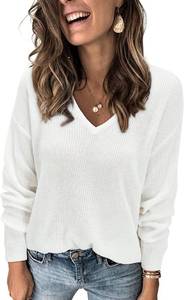 lot 10969 image: II ININ Womens Fall Sweater 2024 Long Sleeve V-Neck Oversized Pullover small