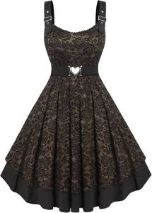 lot 10970 image: ROSE GAL Women Plus Size 1950s Vintage Floral Lace Jacquard Belt Dress 3X