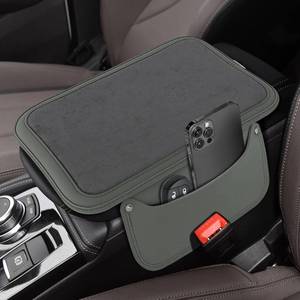 lot 11045 image: Leather Center Console Cover with 2 Storage Bags, Arm Rest Cover, Gray
