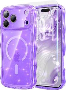 lot 11055 image: 3-in-1 Magnetic iPhone 17 Pro Max Case with MagSafe, Wrist Strap, Purple