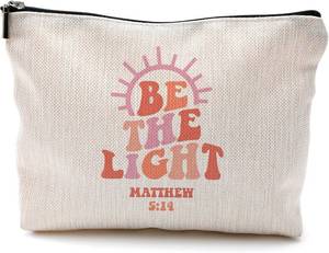 lot 11076 image: Bible Verse Makeup Bag - Be The Light Cosmetic Bag with Zipper