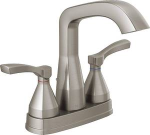 lot 400042 image: Retails for $355 Delta Faucet Stryke Centerset Bathroom Faucet Brushed Nickel, Bathroom Sink Faucet, Diamond Seal Technology, Metal Drain Assembly, Stainless 25776-SSMPU-DST