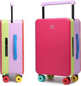 lot 421542 image: Retails for $159 Multi-color Dopamine Wide Handle Carry on Zipperless Hard Side Luggage 22x14x9 Airline Approved with Changer 20 Inch Carryon Travel Suitcases with Spinner Wheels (Colorful Dopamine-themed, 20 Inch)