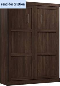 lot 121489 image: Retails for $1600 Black Walnut Bestar Pur 65W Queen Murphy Bed Cabinet  Incomplete