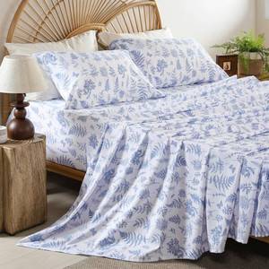Whitney Home Textile Herbs Ferns Printed Twin Sheet Set - Soft Boho Botanical Rustic Pattern Bed Sheets, Microfiber Bedding &amp; Pillowcases, Oeko-Tex, Wrinkle Free (Twin Size)