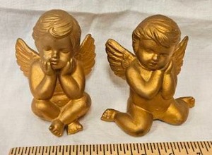 lot 155 image: Pair of Cherub Figurines with Wings&nbsp
